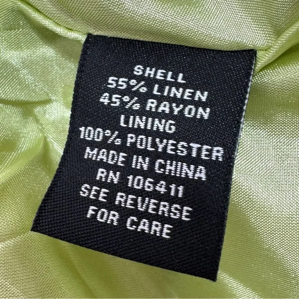 Premise Floral Roses Linen Blend A Line Flare Midi Skirt Lime Green Yellow 4‎
